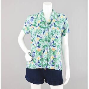Liz Claiborne Tropical Flora & Toucan Button Down Shirt, Women's Medium